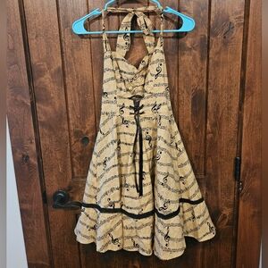 🎵Music Notes Pattern Halter Corest Dress large